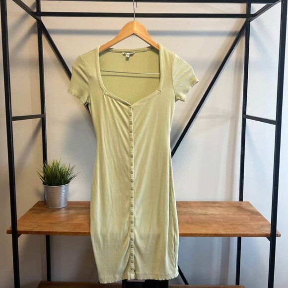 GUESS Light Green Ribbed Mini Dress - Picture 2 of 4